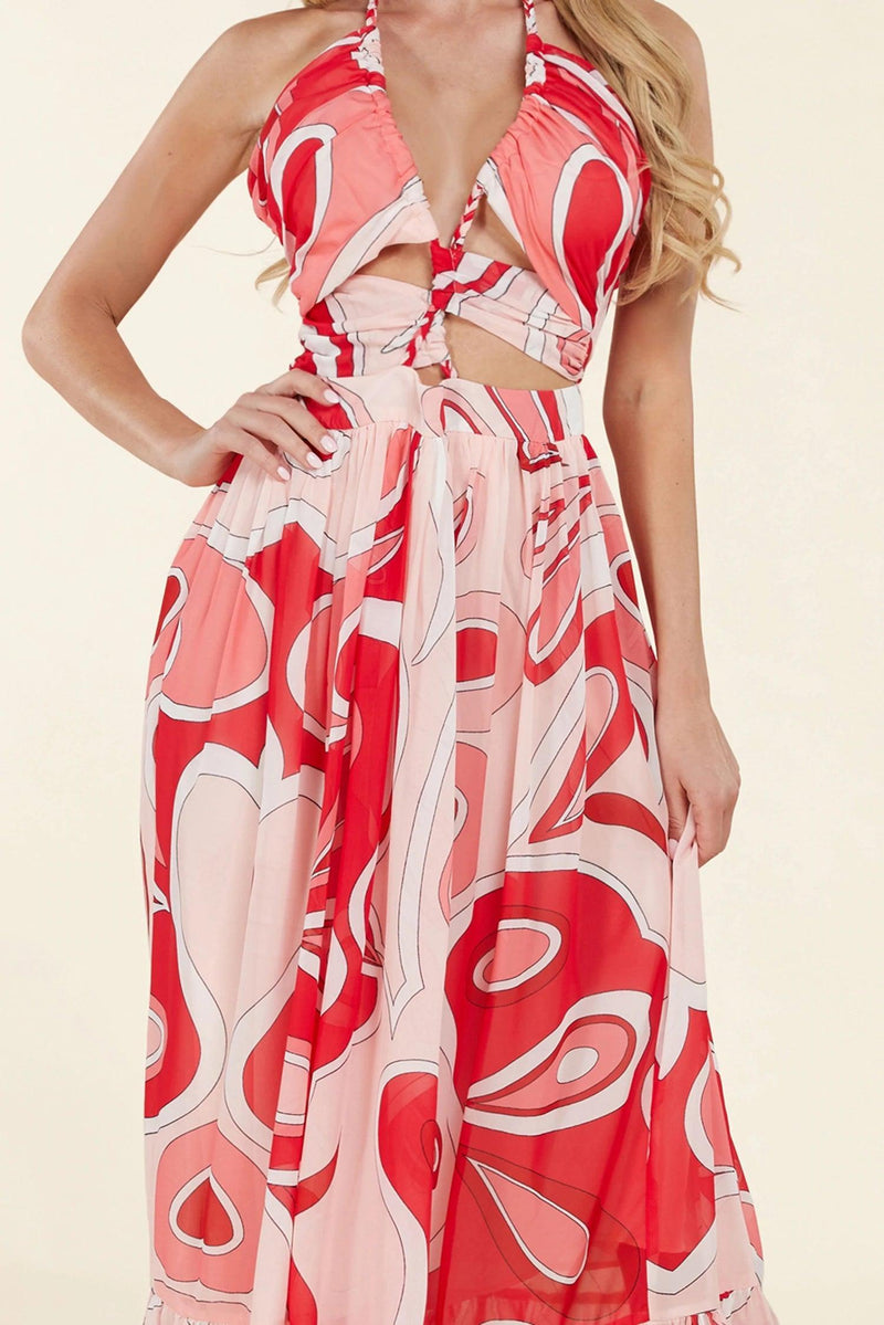 This pink and coral maxi dress - PRIVILEGE 