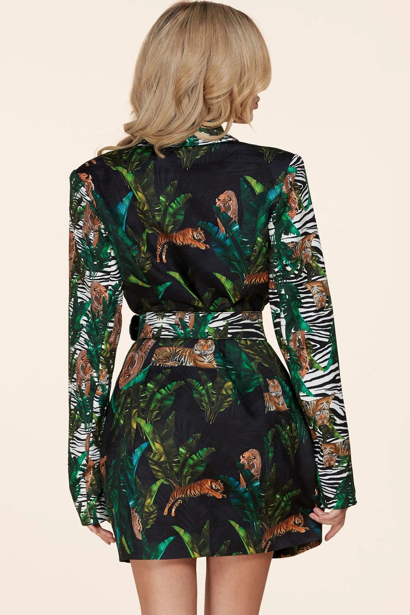 Exotic tiger print blazer dress - PRIVILEGE 