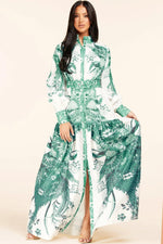 SAGE FLORAL PRINT MAXI DRESS - PRIVILEGE 