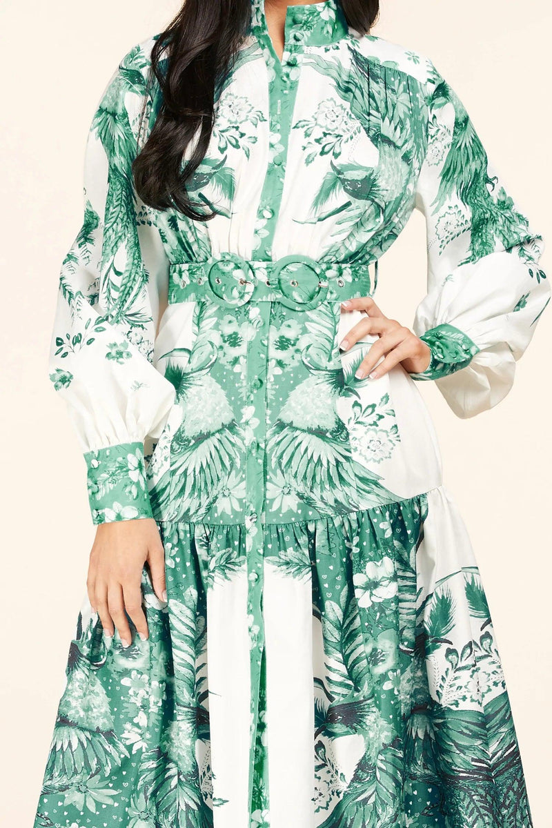 SAGE FLORAL PRINT MAXI DRESS - PRIVILEGE 