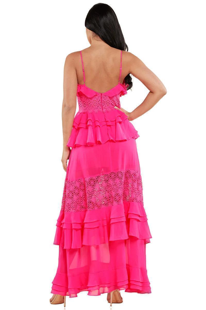 CROCHET FUSHIA MAXI DRESS - PRIVILEGE 