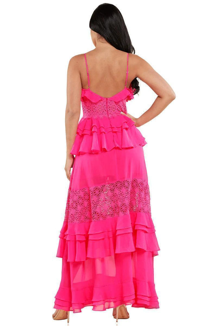 CROCHET FUSHIA MAXI DRESS - PRIVILEGE 