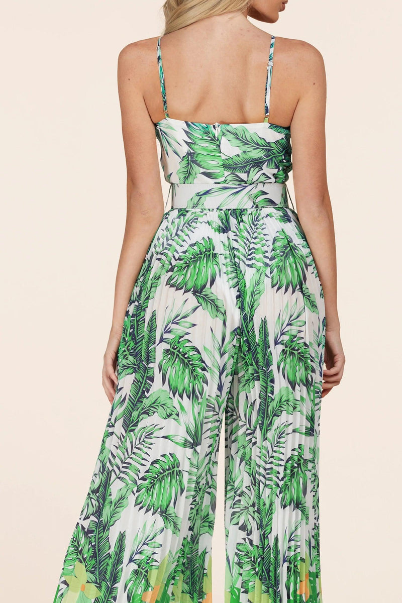 Tropical leaf print jumpsuit - PRIVILEGE 