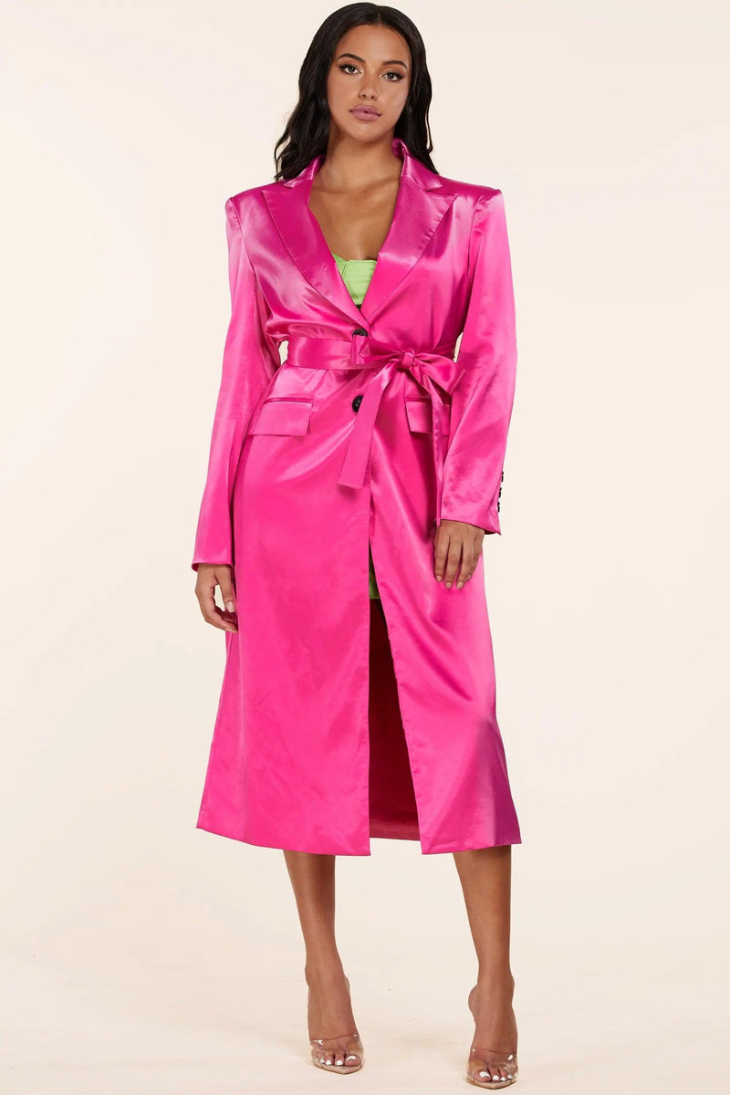 TWO PIECE SATIN CORSET DRESS WITH LONG BLAZER - PRIVILEGE 